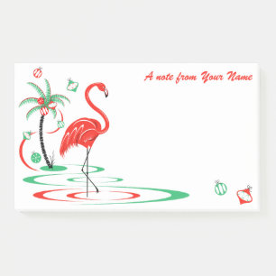 Post-it® Flamant rose de Noël rouge Baubles Texte grand