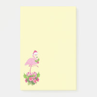 Flamant rose en chapeau de Père Noël Noël fantaisi