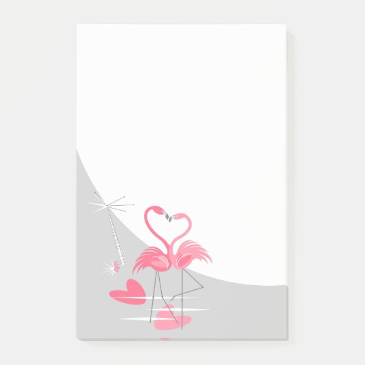 Post-it® Flamant rose Love Large Lune post-it notes vertica (Devant)