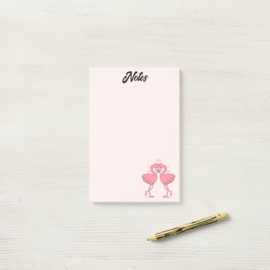 Post-it® Flamant rose Love Post-it Notes (Sur un bureau)