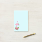 Post-it® Flamant rose rose à Santa Hat Noël Whimsical (Sur un bureau)