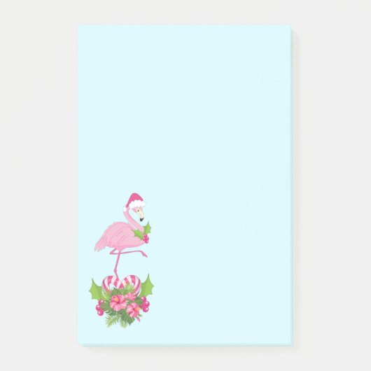 Post-it® Flamant rose rose à Santa Hat Noël Whimsical (Devant)