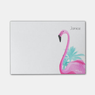 Post-it® Flamant rose rose avec palmiers