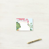 Post-it® Flamant rose rose élégant et Feuilles tropicaux (Sur un bureau)