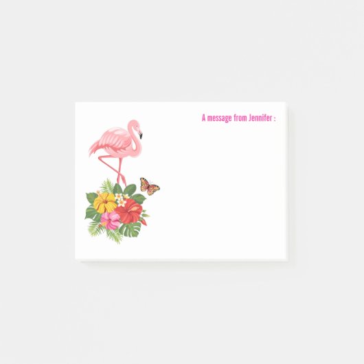 Post-it® Flamant rose rose & Hibiscus Tropical Fancy (Devant)