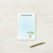 Post-it® Flamant rose rose Joyeuses Fêtes à Santa Hat (Sur un bureau)