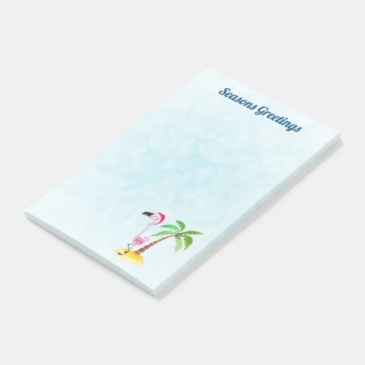 Post-it® Flamant rose rose Joyeuses Fêtes à Santa Hat (Incliné)