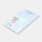 Post-it® Flamant rose rose Momma & bébé avec palmiers (Incliné)