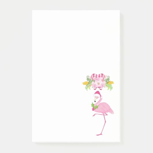 Post-it® Flamant rose rose Sucres de canne Santa Hat et Hol (Devant)