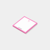 Post-it® Flamant rose rose vif et bordure blanche avec nom (Incliné)