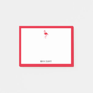 Post-it® Flamant rose rouge vif et bordure blanche avec nom