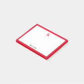 Post-it® Flamant rose rouge vif et bordure blanche avec nom (Incliné)