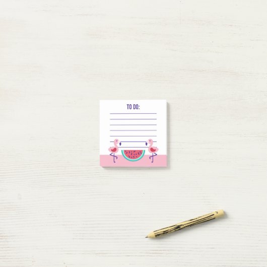 Post-it® Flamant rose tropical Watermelon Post-It Notes (Sur un bureau)