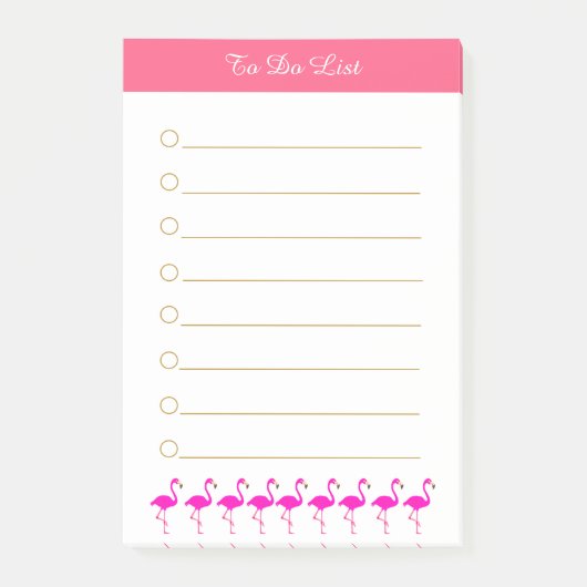 Post-it® Flamants roses & calligraphie sur ligné blanc (Devant)