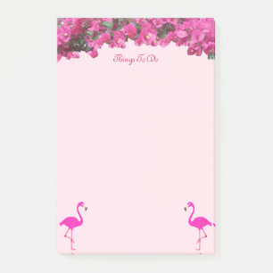 Post-it® Flamants roses et fleurs tropicales sur or Rose