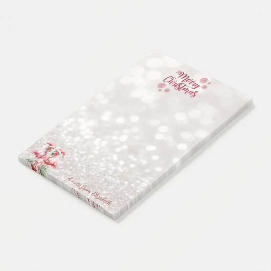 Post-it® Flamants roses roses Santa Hat présente (Incliné)