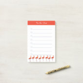 Post-it® Flamants roses rouges et calligraphie sur les chos (Sur un bureau)