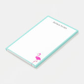 Post-it® Flamingo & cadre sarcelle sur fond blanc (Incliné)
