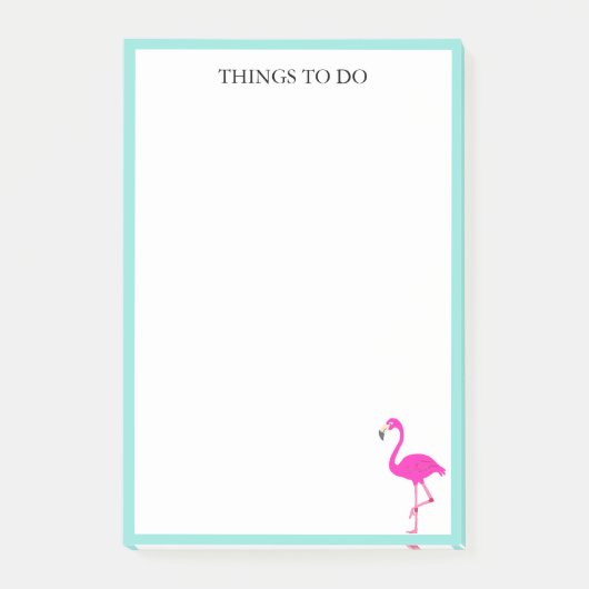 Post-it® Flamingo & cadre sarcelle sur fond blanc (Devant)
