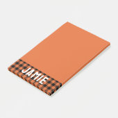 Post-it® Flamme Orange Buffalo Check Nom blanc (Incliné)