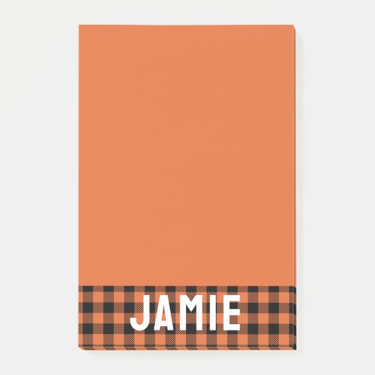 Post-it® Flamme Orange Buffalo Check Nom blanc (Devant)