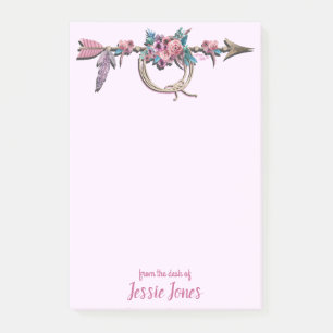 Post-it® Flèche avec plumes et fleurs