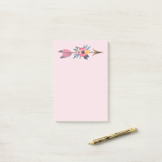 Post-it® Flèche, Fleurs et Plume (Sur un bureau)