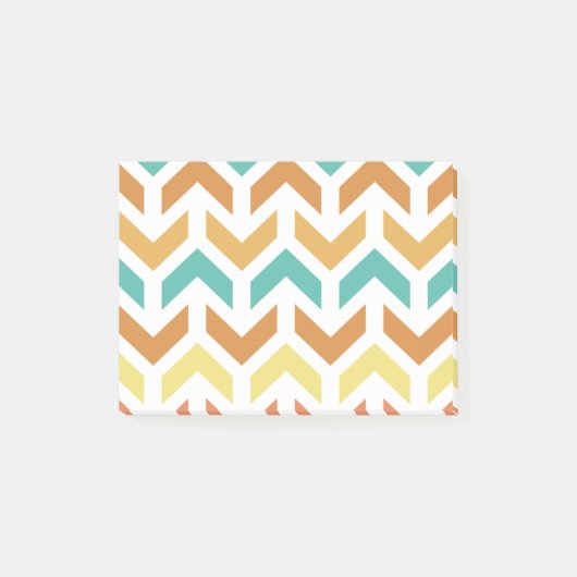 Post-it® Flèches Rétro Chevron Orange Turquoise Or (Devant)