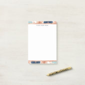 Post-it® Fleur abstraite avec bordure or rose (Sur un bureau)
