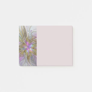 Post-it® Fleur abstraite colorée fractale avec rose et or