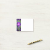 Post-it® Fleur Abstraite Moderne de Fractale de Vert Pourpr (Sur un bureau)