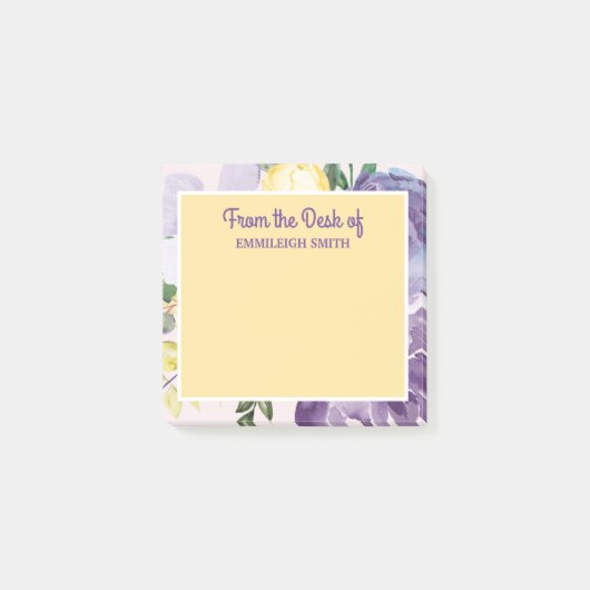 Post-it® Fleur aquarelle jaune violet De la part de (Devant)