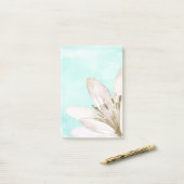 Post-it® Fleur blanche d'aquarelle en bon état (Sur un bureau)