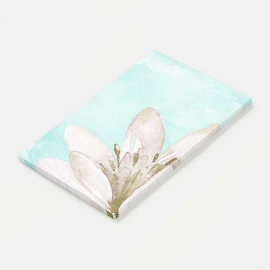 Post-it® Fleur blanche d'aquarelle en bon état (Incliné)