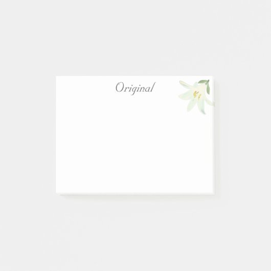 Post-it® Fleur d'Amaryllis blanche originale sur fond blanc (Devant)