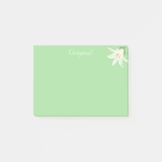 Post-it® Fleur d'Amaryllis blanche originale sur fond vert (Devant)
