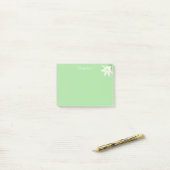Post-it® Fleur d'Amaryllis blanche originale sur fond vert (Sur un bureau)