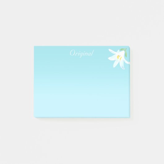 Post-it® Fleur d'Amaryllis blanche originale sur un fond bl (Devant)