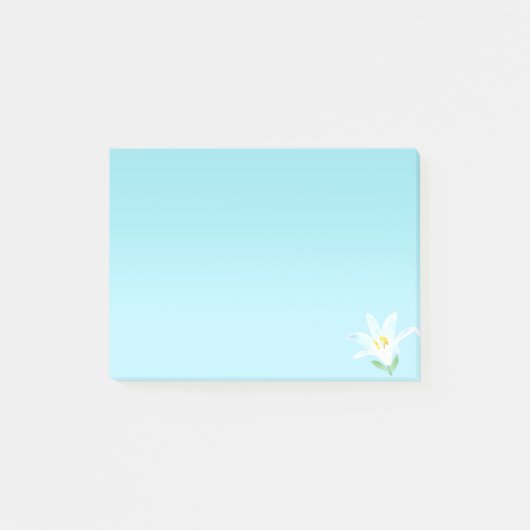 Post-it® Fleur d'Amaryllis blanche sur fond bleu clair (Devant)