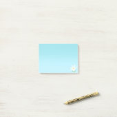 Post-it® Fleur d'Amaryllis blanche sur fond bleu clair (Sur un bureau)