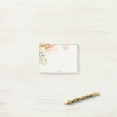 Post-it® Fleur d'aquarelle rose personnalisée (Sur un bureau)