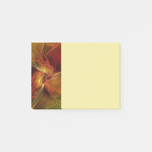 Post-it® Fleur d'art fractal abstrait rouge orange marron v (Devant)