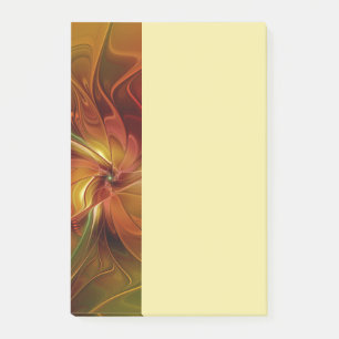 Post-it® Fleur d'art fractal marron orange rouge abstrait