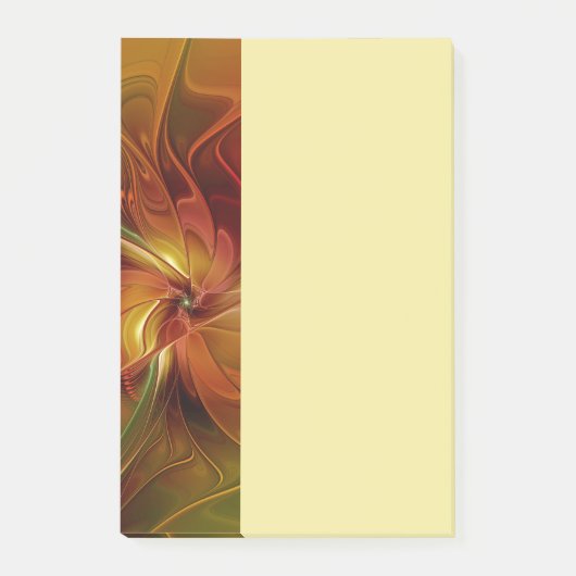 Post-it® Fleur d'art fractal marron orange rouge abstrait (Devant)