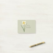 Post-it® Fleur de jonquille verte blanche jaune (Sur un bureau)