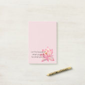 Post-it® Fleur de lotus rose Citation de beauté de Rumi (Sur un bureau)