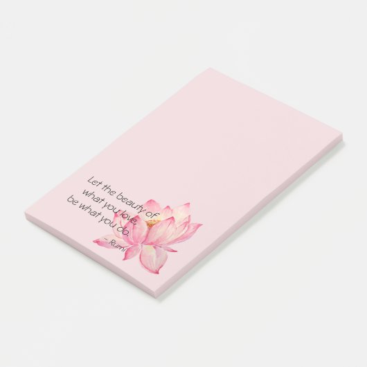 Post-it® Fleur de lotus rose Citation de beauté de Rumi (Incliné)