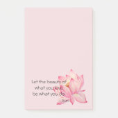 Post-it® Fleur de lotus rose Citation de beauté de Rumi (Devant)