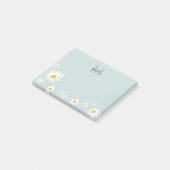 Post-it® Fleur de marguerite mignonne Monogramme Turquoise  (Incliné)