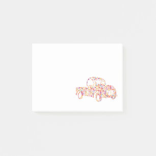 Post-it® Fleur de motif de vieux camionnette